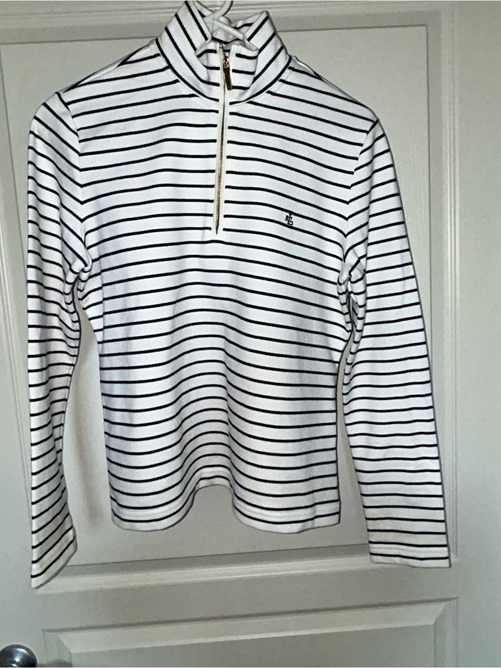 Lauren Ralph Lauren Girls' White & Black Striped Quarter-Zip Pullover